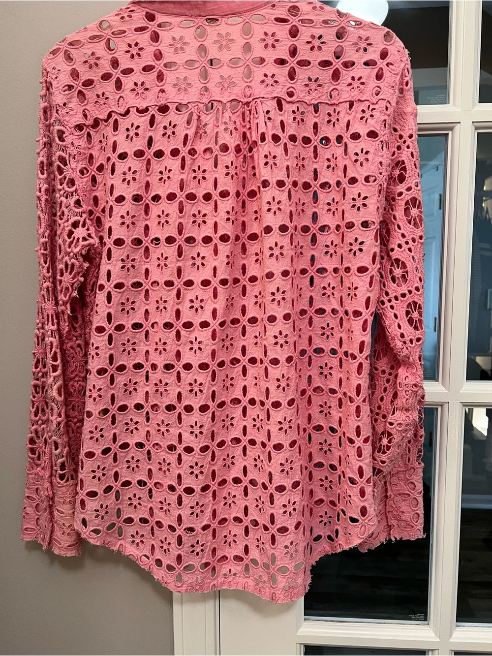 Free People Pink eyelet Button-Down Shirt 100% cotton sz S EUC - Picture 4 of 10